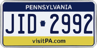 PA license plate JID2992