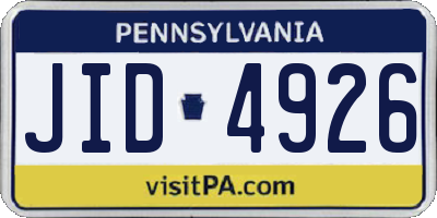 PA license plate JID4926
