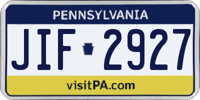 PA license plate JIF2927