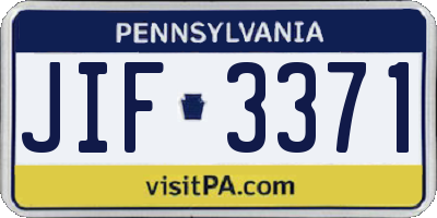PA license plate JIF3371
