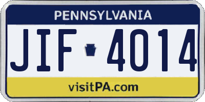 PA license plate JIF4014