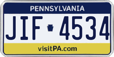PA license plate JIF4534