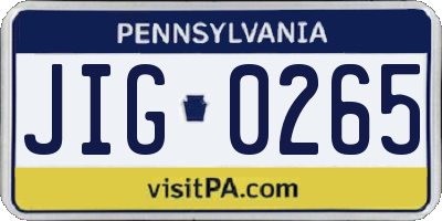 PA license plate JIG0265