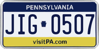 PA license plate JIG0507