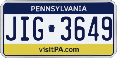 PA license plate JIG3649