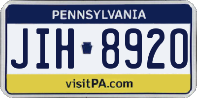 PA license plate JIH8920