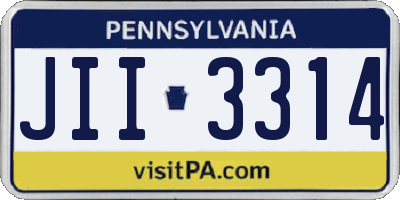 PA license plate JII3314