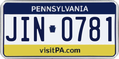 PA license plate JIN0781
