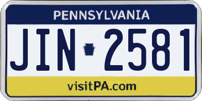 PA license plate JIN2581