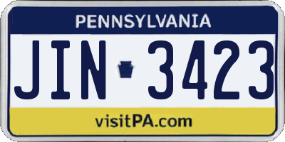 PA license plate JIN3423