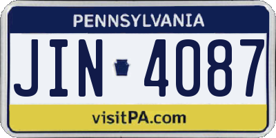 PA license plate JIN4087