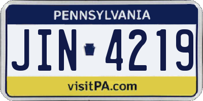 PA license plate JIN4219