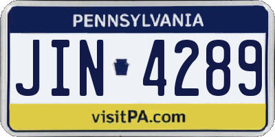 PA license plate JIN4289