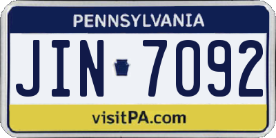 PA license plate JIN7092