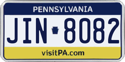 PA license plate JIN8082