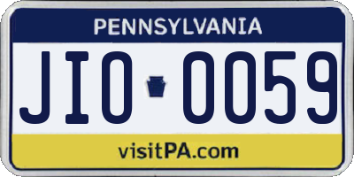 PA license plate JIO0059