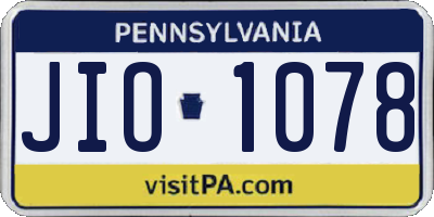 PA license plate JIO1078