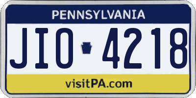 PA license plate JIO4218
