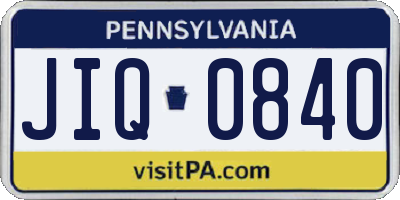 PA license plate JIQ0840