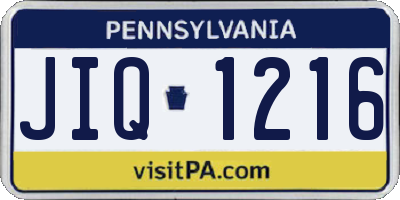 PA license plate JIQ1216