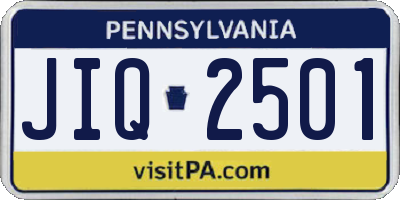 PA license plate JIQ2501
