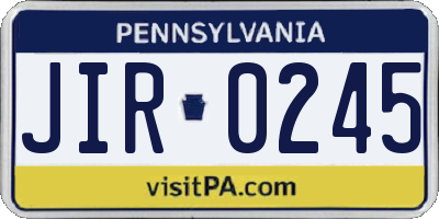 PA license plate JIR0245