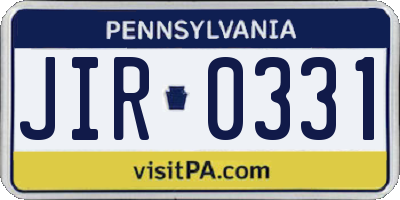 PA license plate JIR0331