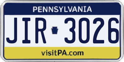 PA license plate JIR3026