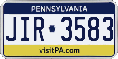PA license plate JIR3583