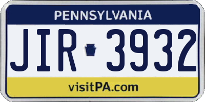PA license plate JIR3932