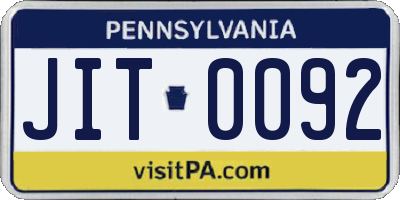PA license plate JIT0092