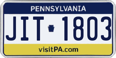 PA license plate JIT1803