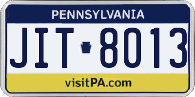 PA license plate JIT8013