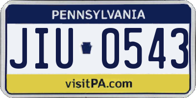 PA license plate JIU0543