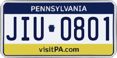 PA license plate JIU0801