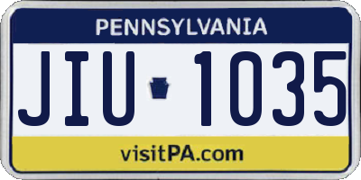 PA license plate JIU1035