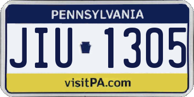 PA license plate JIU1305