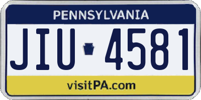 PA license plate JIU4581