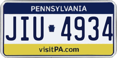 PA license plate JIU4934