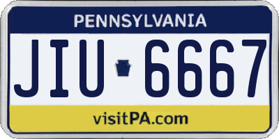 PA license plate JIU6667