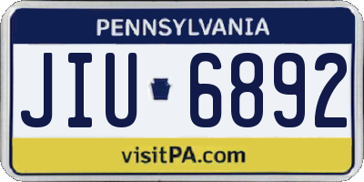 PA license plate JIU6892