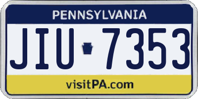 PA license plate JIU7353