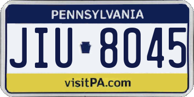 PA license plate JIU8045