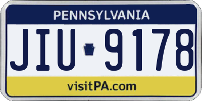 PA license plate JIU9178