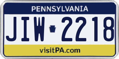 PA license plate JIW2218