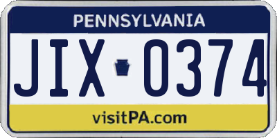 PA license plate JIX0374