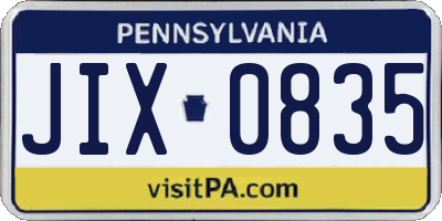 PA license plate JIX0835