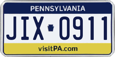 PA license plate JIX0911