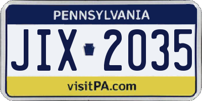 PA license plate JIX2035
