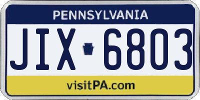 PA license plate JIX6803